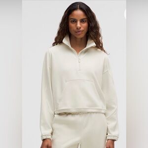 lululemon athletica brushed Softstreme half zip bone size 6
